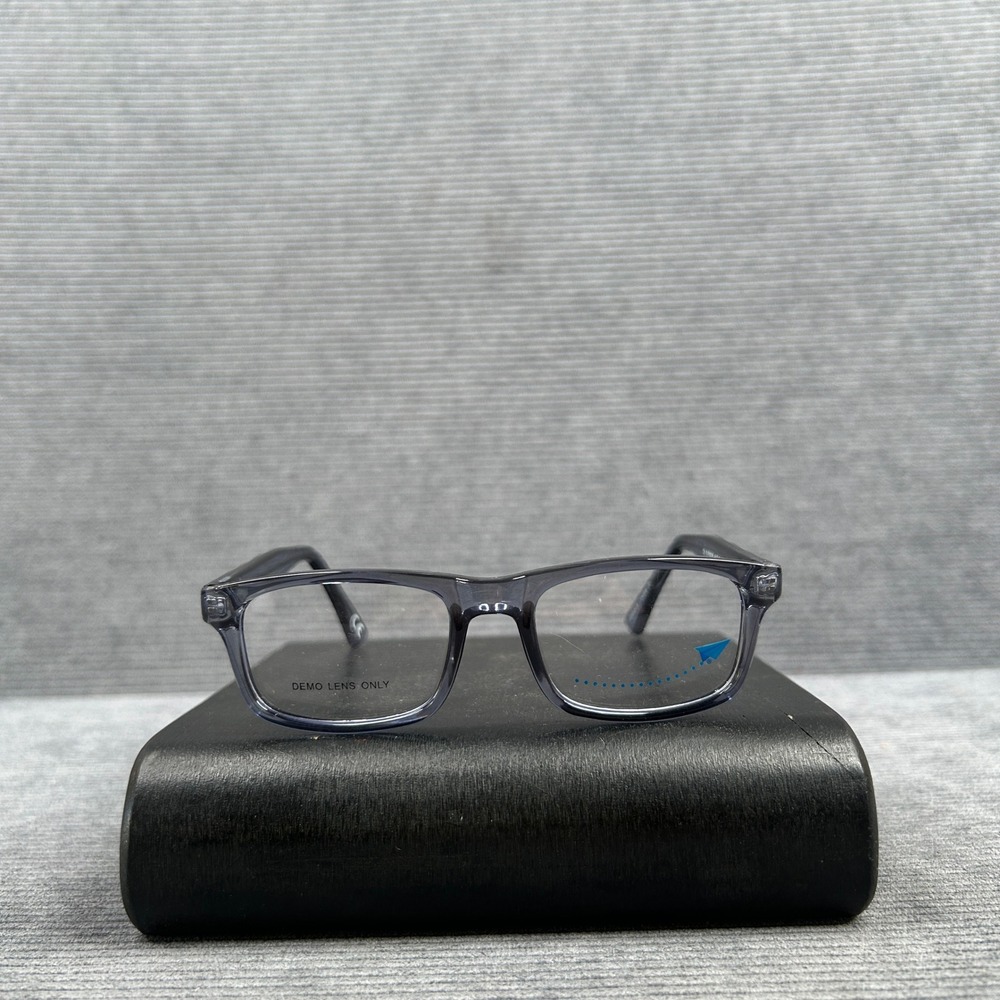 Essilor EVF8030 NAV Rectangular Y2k Eyeglasses Translucent Navy 44-16-125